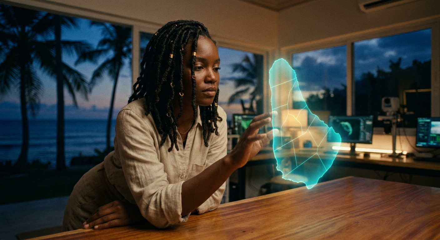 Anaiya reviewing holographic island telemetry and system nodes